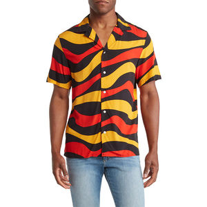 Chemise imprimée à manches courtes pour hommes, 100% coton, Streetwear vintage lourd, transfert de chaleur, formel de haute qualité, vente en gros - Product Image 5