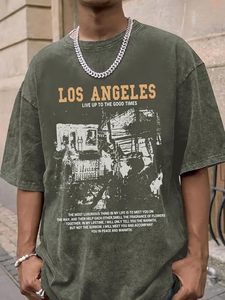 T-shirt décontracté 100% coton de haute qualité nouveauté t-shirt en coton lavé pour hommes en gros - Product Image 5
