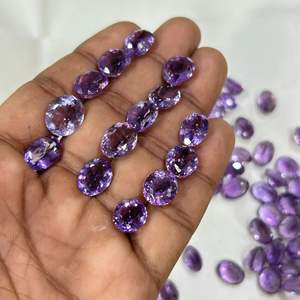 Piedra de corte de piedras preciosas de amatista púrpura natural, piedras preciosas sueltas ovaladas facetadas de grado AAA de amatista Africana genuina, 7mm x 5mm de todos los tamaños - Product Image 1