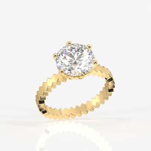 แหวนทอง 18K ประดับเพชรโมอิสซาไนต์ทรงกลม แหวนหมั้นโมอิสซาไนต์สุดหรู - Product Image 2