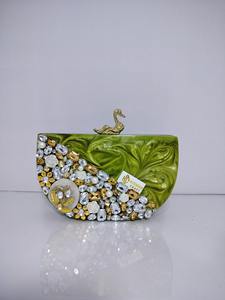 Bolso de mano de resina de mano para mujer a la moda, elegante decoración de diamantes, cierre abierto con cremallera para bodas, fiestas, regalos de fiesta - Product Image 4