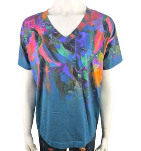 Wholesale Premium 100% Cotton Digital Printed Custom Design <b>Women</b> <b>T</b>-<b>Shirts</b> Short Sleeves <b>V</b>-<b>Neck</b> Anti-Pilling Breathable High - Product Image 1