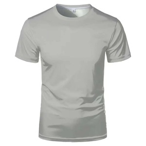 T-shirts pour hommes en coton/bambou, coupe classique, personnalisables avec impression floquée, marque OEM, écologiques, respirants, vente en gros - Product Image 1