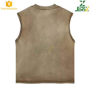 Débardeurs vintage 100% coton pour hommes, délavés, coupe ample, respirants, sans manches, décontractés, hauts d'été avec bords bruts - Product Image 2