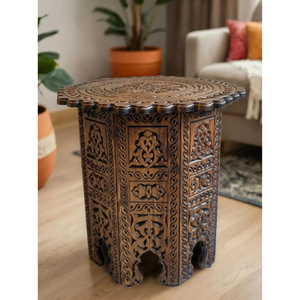 Mesa de Centro Marroquí hecha de madera de teca maciza de alta calidad con marrón oscuro para muebles de sala de estar - Product Image 3