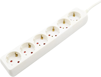 Rallonge électrique Don Feliz à 6 prises avec interrupteur 16A/250V 3680W Longueurs 1,5/3/5m Blanc Modèle RE9004-RE9008-RE9023