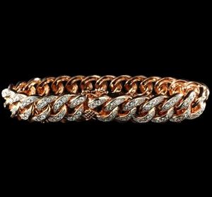 PULSERA ESLABÓN CUBANO DIAMANTE DE 13MM EN ORO ROSA - Product Image 2