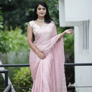 Tela de gasa pesada de alta calidad para fiesta, Sari con Secuencia y trabajo de bordado tradicional para la moda india y pakistaní - Product Image 1