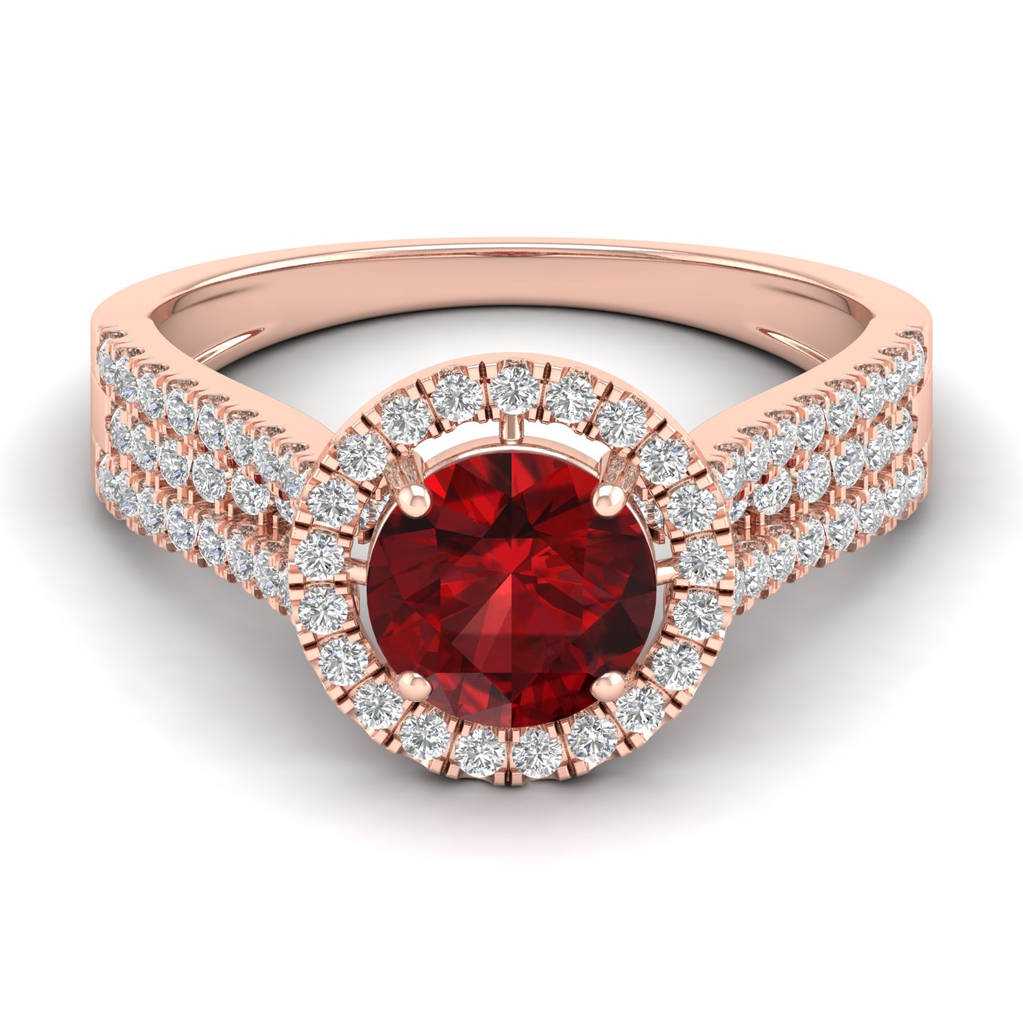 Top Selling Quality Natural Diamond Garnet Gemstone 18k Solid Rose Gold Gemstone Jewelry Garnet Ring Wholesale Factory Price