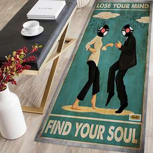 Alfombra de Arte Psicodélico, Alfombra para Piso con Diseño de "Lose Your Mind" y "Find Your Soul", Alfombra Delgada No Tejida - Product Image 2
