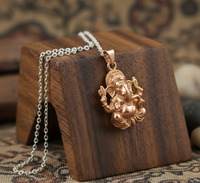 Collier pendentif Ganesha en acier inoxydable, fait main, vintage, bijoux spirituels hindous, chaîne à maillons rhodiés, plaqué or 24 carats, cadeau pour femme