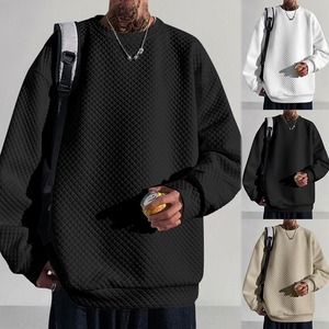 Sweat à capuche solide hiver grande taille pour hommes 100% Polyester col rond pull Leggings poche haute texture tricot coupe ample - Product Image 3