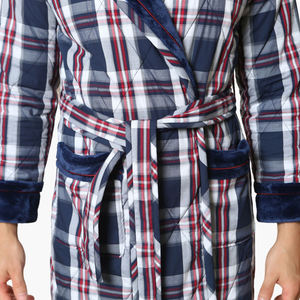 Albornoces Personalizados de Lujo para Hombre, de Algodón de Rizo a Cuadros, Largos, para Spa, Venta al por Mayor, OEM, ODM, Tallas Grandes, Suaves, Transpirables, Ropa de Dormir para el Hogar - Product Image 4