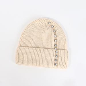 Venta al por mayor grueso acanalado bordado Beanie Custom Knitting Caps Logo Hats Cuffed Acrylic Beanie - Product Image 5