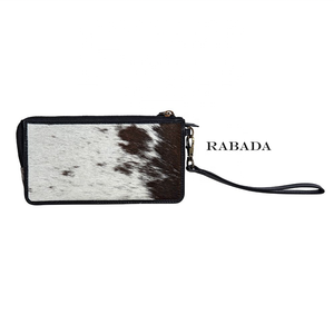 Nuevo estilo occidental Hair On Hide Turquesa Tooled Fur Leather Clutch Mujeres Diseñado Monedero Venta caliente Tooled Leather Zipper Wallet - Product Image 3
