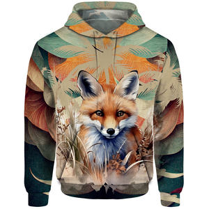 Sudadera con capucha de lana con sublimación de León impresa personalizada unisex, ropa informal, técnica teñida lisa, venta al por mayor para la temporada de primavera - Product Image 4