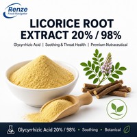 Extrait de racine de réglisse, acide glycyrrhizique 20% 98%, poudre fine, extrait botanique pour suppléments et pastilles