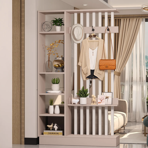 Meuble de rangement moderne en bois massif pour entrée, étagères et crochets pour salon, villa, hôtel, séparateur décoratif, organisateur de porte d'entrée - Product Image 3