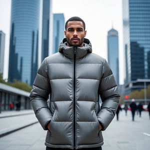 Abrigo brillante de burbujas para hombre, abrigo ligero con cuello levantado, Abrigo acolchado de burbujas, chaquetas acolchadas de invierno a prueba de viento para hombre - Product Image 5