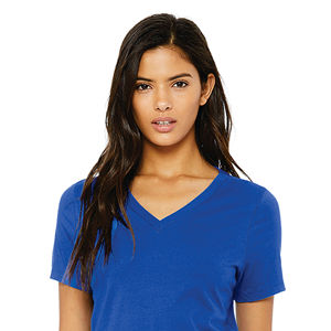 Airlume – T-Shirt à manches courtes et col en v pour femme, en coton peigné et avec anneau, simple, 100% oz, real Royal, 4.2 - Product Image 4