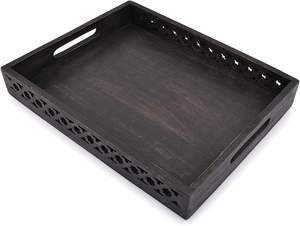 Plateau de service rectangulaire en bois et assiette, plateau à thé/dîner/boissons, table basse, mariage, léger, écologique, technique de gravure - Product Image 5