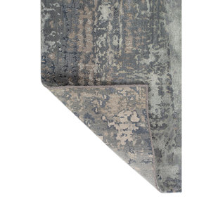 Alfombra Kavi Gris Negra de Lana y Seda de Bambú Anudada a Mano, Diseño Abstracto para el Hogar, Pasillo, para Adolescentes - Modelo Teoría del Caos Esk-439(Fr) Jaipur Rugs - Product Image 5