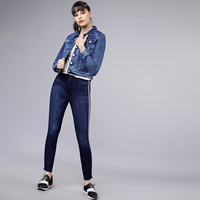 Veste en jean décontractée pour femme, en coton délavé, boutonnée sur le devant, couleur unie, coupe classique, pour l'automne