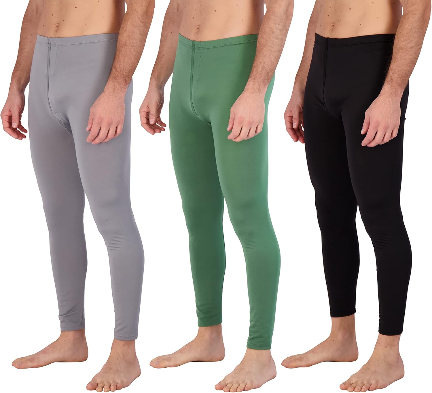 Men's Thermal Underwear Base Layer Fleece Lined Pants with Fly - Long John Bottom(Big & Tall) underwear long johns