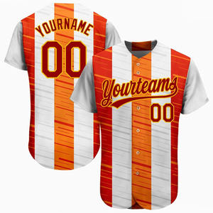 Logo personnalisé sublimé Softball & Baseball Jersey rayé Patchwork Design avec système de boutons - Product Image 3