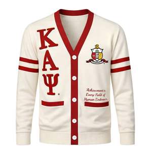 Cardigan Kappa Alpha Psi Kream, tricot de qualité supérieure, boutonné sur le devant, avec écusson brodé de lettres grecques, taille fidèle, vêtement classique de fraternité - Product Image 4