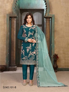 Salwar Kameez เสื้อผ้าไหมหนักสไตล์ปากีสถาน,เสื้อผ้าสำหรับงานแต่งงานปี2022ปักลายแฟนซี Zari Work - Product Image 3