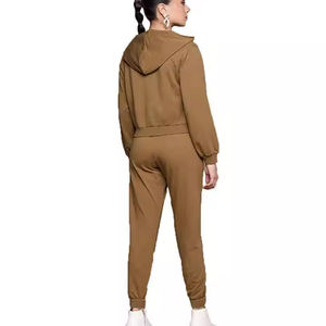 Survêtements surdimensionnés personnalisés pour femmes ensemble deux pièces nouveau Streetwear décontracté couleur unie femmes 100% coton survêtement - Product Image 4