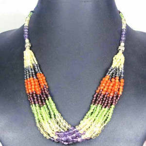 Collar de cuentas multicapa, cuentas coloridas de color morado, naranja, verde y amarillo, joyería de moda unisex - Product Image 1