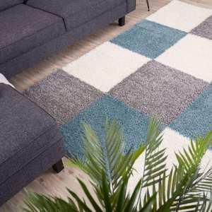 Tapis de salon géométrique bleu œuf de canard Myshaggy, fabriqué à la machine - Product Image 6