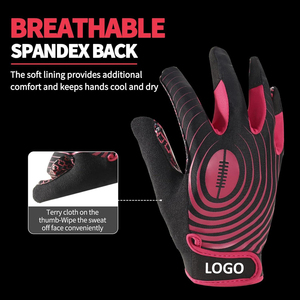 Guantes de fútbol americano juvenil más vendidos para adultos Guantes de receptor de alta suavidad Transpirable Sticky Palm Direct Hand Grips - Product Image 2
