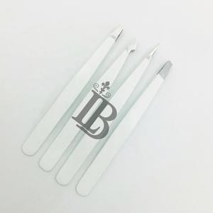 Pinzas de Cejas de Alta Calidad, Pinzas de Cejas Blancas de Visón, Juego de Pinzas Rectas y Inclinadas de Acero Inoxidable, Pinzas con Logotipo de Alta Demanda - Product Image 3