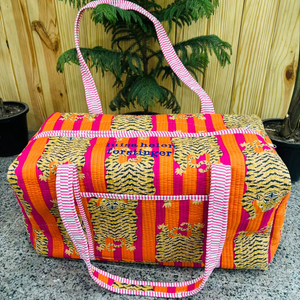 Top Selling Cotton Travel <b>Bag</b>, Handmade Quilted Fabric Duffle <b>Bag</b>, Block Printed Overnight <b>Bags</b>, Hand Luggage <b>Bags</b> for Women - Product Image 1