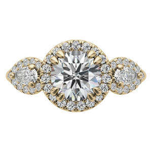 Anillo de Halo Romántico de Tres Piedras con Corte Redondo Original de Moissanita para Mujer, Plata 925, Regalo Clásico para Boda o Fiesta para Novia - Product Image 5