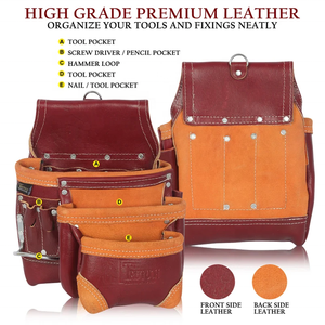 Borsa Porta Attrezzi in Pelle Resistente all'Acqua con Tracolla Regolabile per Carpentieri e Operai Edili OEM - Product Image 4