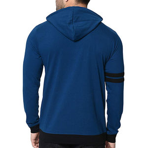 Última Sudadera con capucha deportiva de invierno para hombres OEM 100% algodón polar Casual azul oscuro con patrón impreso Casual mangas roscadas tamaño XS - Product Image 2