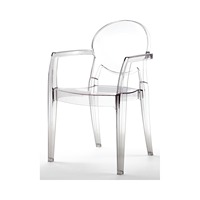 Fauteuil empilable en polycarbonate avec accoudoirs pour usage intérieur et extérieur, chaise de salle à manger transparente pour restaurant, café, terrasse