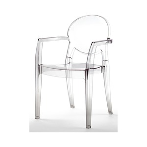 Stackable Polycarbonate Armchair with Armrests for Indoor and Outdoor Use, Transparent Restaurant Cafe Terrace Dining <b>Chair</b> - Product Image 1