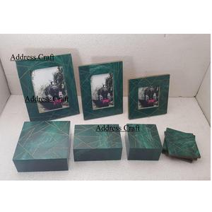 <b>Christmas</b> Decor Wedding <b>Gift</b> Home Decor Hot <b>Sale</b> Wood & Resin Photo Frame Tea Coaster & Box Table Top Home Accents Photo Frames - Product Image 2