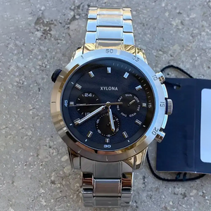Montre chronographe à quartz multifonctionnelle en cuir et acier inoxydable et nylon pour hommes - Product Image 3