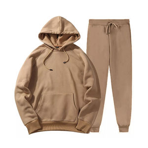 Mode décontractée pour hommes, deux pièces, couleur unie, survêtements de jogging, collection hiver personnalisable, vente en gros, nouveauté - Product Image 1