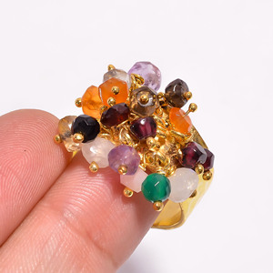 แหวนพลอยผสมเงินสเตอร์ลิง925ชุบทองหินธรรมชาติสไตล์คลาสสิกสำหรับงานแต่งงานครบรอบของขวัญสำหรับผู้หญิง - Product Image 3