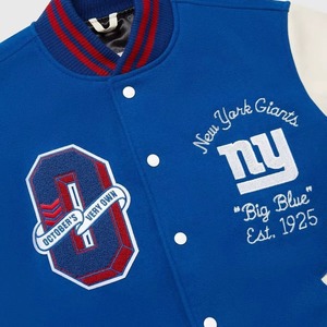 Men's Custom High Quality Embroidery Sheep Skin Leather Front <b>Stand</b> Collar Waterproof Varsity Jacket - Product Image 2