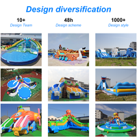 AOYU Super Grand Parc Aquatique Gonflable Commercial Monde de Glace Flottant, Toboggan Dinosaure, Piscine, Attractions et Jeux pour Enfants