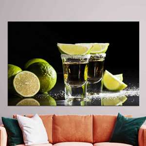 Arte en lienzo de Tequila Shot & Lime: decoración vibrante para la cocina, lienzo envuelto - Product Image 1