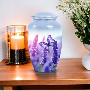Urna de campo de lavanda, mariposa personalizada para cenizas, cenizas de cremación, urnas funerarias Modernas Decorativas - Product Image 2